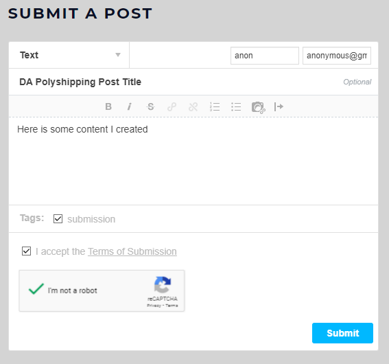 Submitting Anonymously